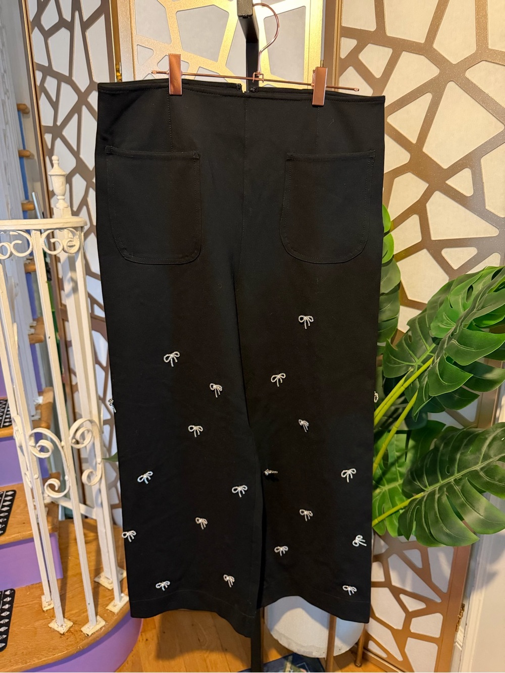 Maeve by Anthropologie The Colette Bow Embellished Wide Leg